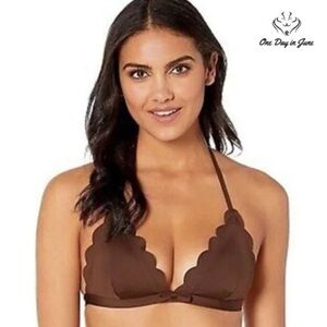 KATE SPADE Scallop Brown Bikini Swim TOP - Medium